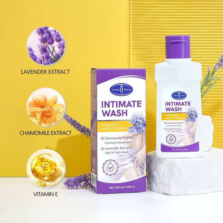 ژل شستشوی بهداشتی بانوان Aichun Beauty حاوی عصاره اسطوخودوس و بابونه