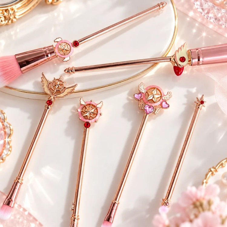 ست براش آرایشی پرنسسی بدنه فلزی طرح Sakura Card Captor