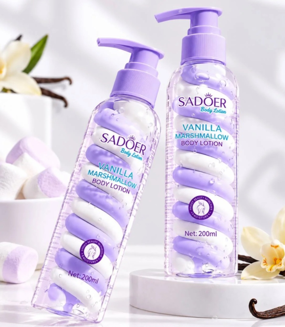 لوسیون بدن مارشمالویی SADOER مدل Vanilla Marshmallow