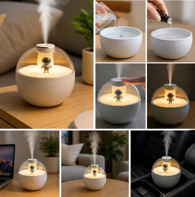 دستگاه بخور سرد رومیزی طرح فضانورد (Humidifier)