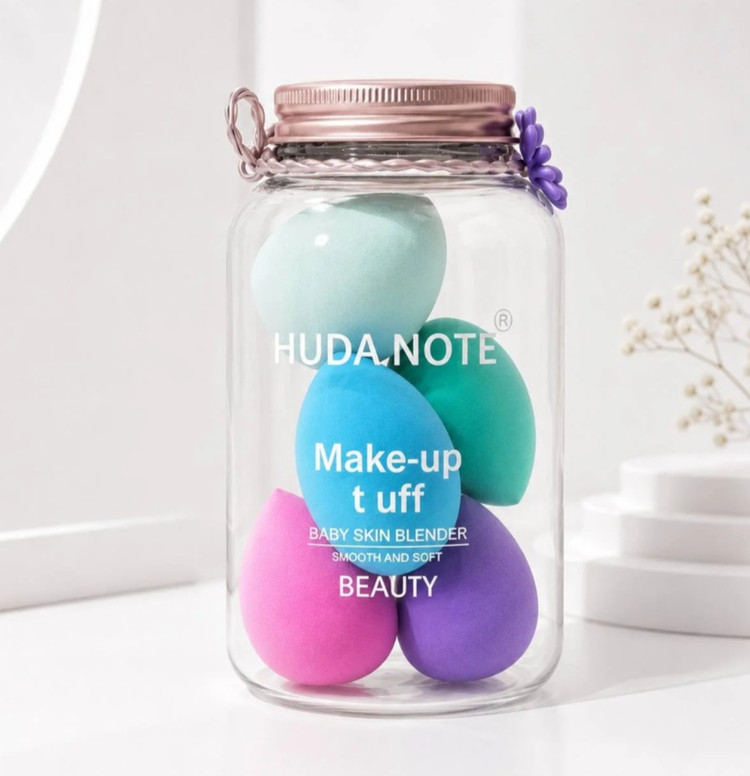 پد آرایشی 6 عددی HUDA NOTE داخل بطری هدی موجی HUDAMOJI