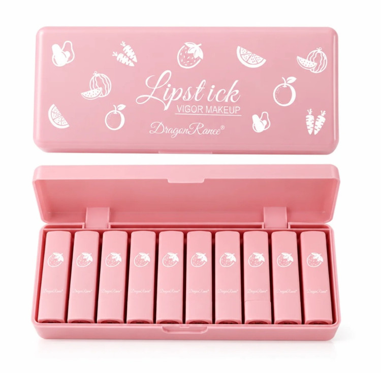 ست رژ لب مات 10 عددی دراگون رانی مدل Lipstick Vigor Makeup